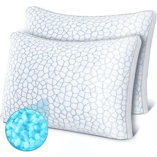 TEMU Cooling Bed Pillows For Sleeping 2 Pack Shredded Pillows Adjustable Cool Pillow For Side Back Stomach Sleepers Luxury Gel Pillows Set Of 2 Washable Removable Cover