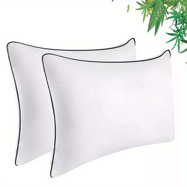 TEMU Hotel Bamboo Cotton Blend Bed Pillows Medium Firm Quality Single Double Queen King - Breathable And Skin-friendly - Mother's Day Gift -bedroom, Guestroom Decor