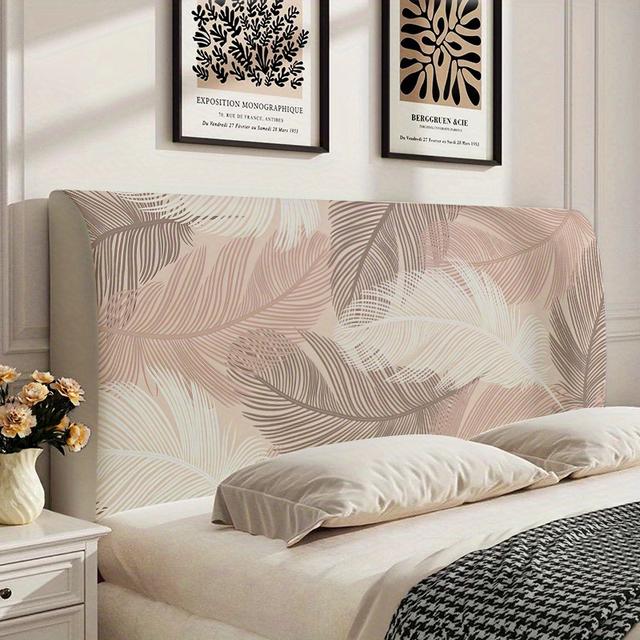TEMU 1pc Modern Minimalist Feather Headboard Cover, Washable Home Decor, Soft Back With Elastic, Bedroom Headboard Decoration, Enhances Bedroom Ambiance, Hotel Decor