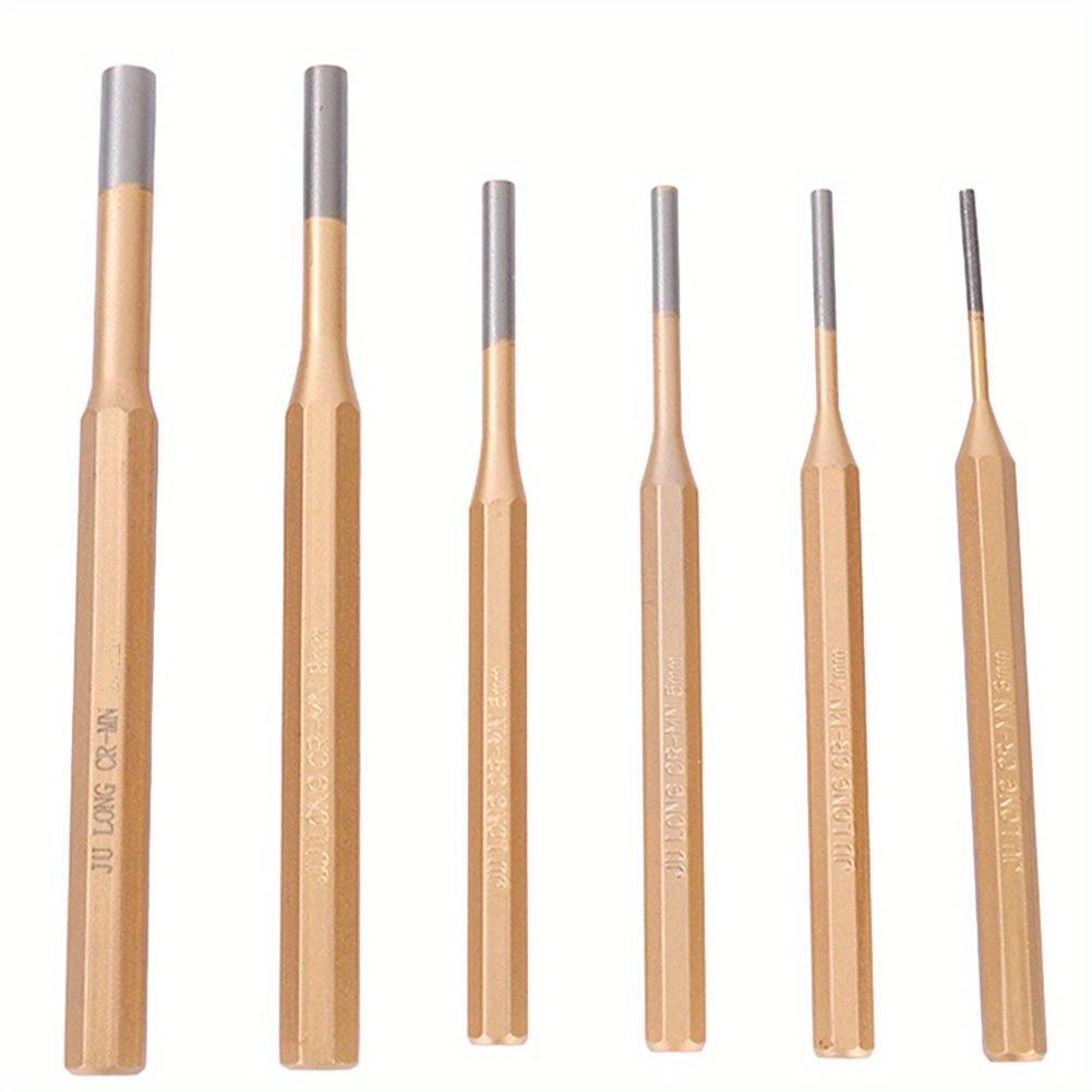 TEMU 6-teiliges Set 3-8mm Zylindrischer Lochmeißel CR-MN Stahl Rundkopf-Zentrierstempel Schlaglochmeißel Handwerkzeug