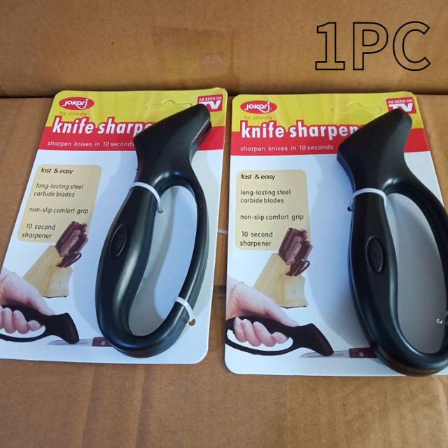 TEMU เครื่องลับมีดคาบิเตะแบบใช้มือพร้อมหัวคาร์ไบด์ - ฟื้นฟูใบมีดได้ใน 7 วินาที, จับไม่ลื่น, โครงสร้าง ABS ทนทานสำหรับมีดครัวและเครื่องมือ, คู่มือการลับมีด, ออกแบบให้ใช้ง่าย, ไม่ใช้ไฟฟ้า