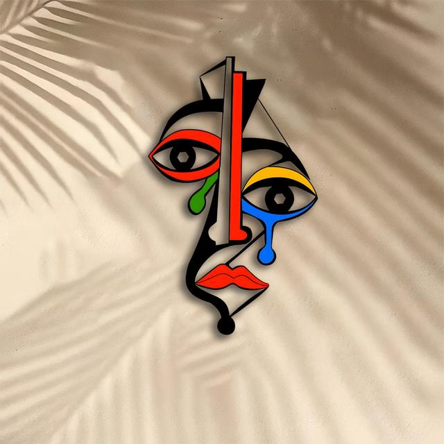 TEMU 2D 평면, 피카소에서 영감을 받은 아크릴 벽 그림 조각품 1개 - 추상 입체파 얼굴 특징, 거실, 침실, 사무실용 생동감 넘치는 홈 데코 - 집들이 선물, 결혼 선물, 휴일 선물로 완벽