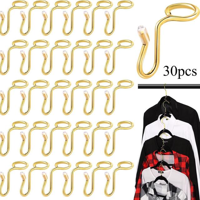 TEMU 30pcs Metal Hangers, Connection Hooks, Stable Metal Clothing Hangers, Extension Clips, Storage Bags, Strong Mini Stacked Hooks