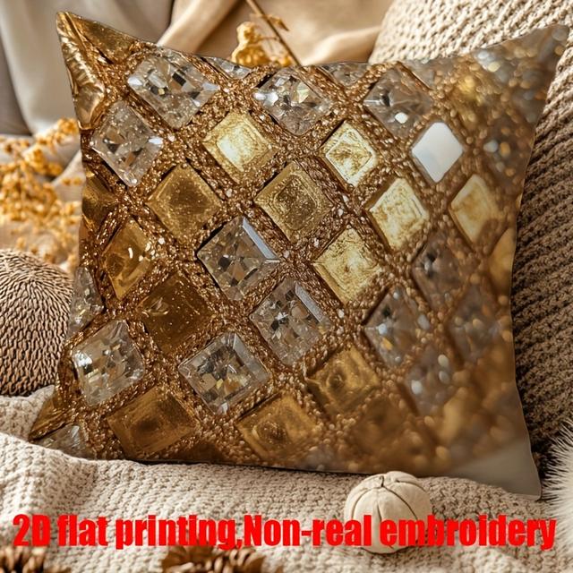 TEMU 2d Flat - 18x18 Inch Non-embroidered Short Plush Pillowcase In Retro Style, Perfect For Living Room Decor, Party, Office, Or Photography Interior Landscape (pillow Insert Not Included) Imak0367