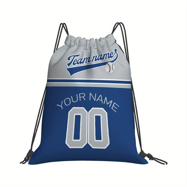 TEMU 1個のカスタマイズ可能な野球ドローバックパック - 名前と番号で個性を表現、、ナビーデザイン、ファンへの最高のギフト、高校、ミニマリストスタイル、野球アクセサリー