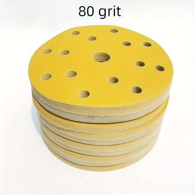 TEMU 20pcs 6-inch 15-hole Sandpaper Car Dry Grinding Putty 150mm Round Self-adhesive Flocking Sander Polishing Pad 80-600 Grit