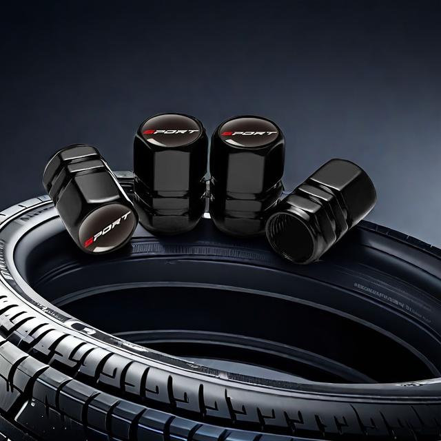 TEMU 4pcs Set Of Sporty Metal Tire Valve Caps - Suitable For Cars, Motorcycles And Bicycles
