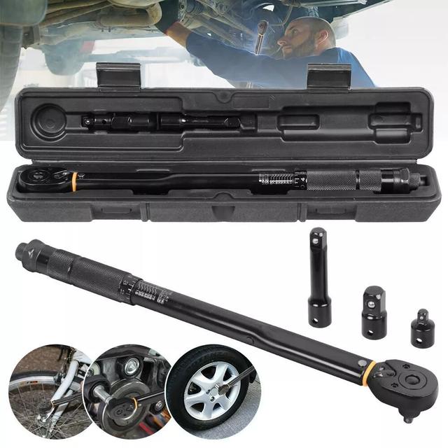 TEMU Heavy-duty 3-in-1 Ratchet Torque Wrench (10-80ft-lb/13.6-108.5nm) 1/4"/1/2"/3/8" Drive, Adjustable -ready With Torque Settings For Automotive,, Diy - Professional & Use, Durable Metal