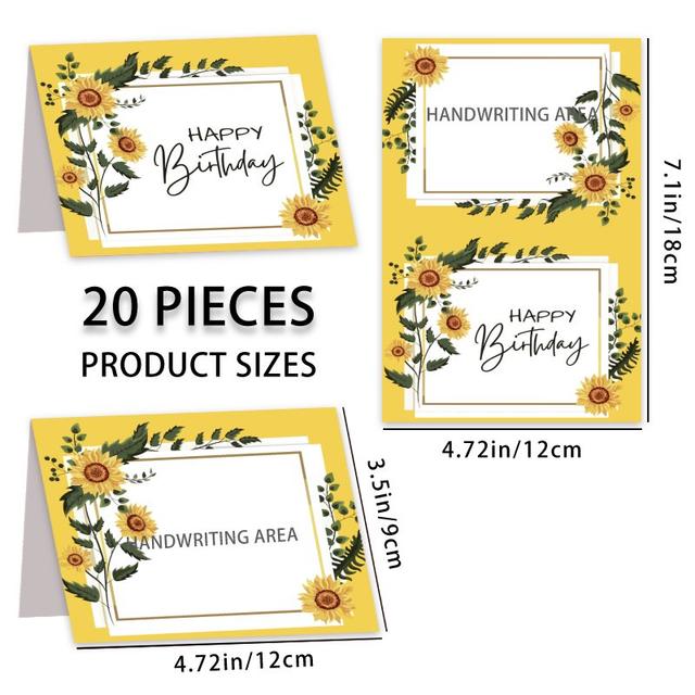 TEMU 20pcs, Happy Birthday Cards, Premium Table Cards, Side Table Cards, Tent Cards, Escort Cards, Business Cards, Wedding Table Cards, Dinner Cards, Cards
