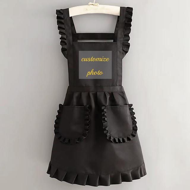 TEMU Custom-made Elegant Lace Printed Apron For Women, Personalized With Custom Content And Photos, Suitable For Garden Use, And, Personalized Customization