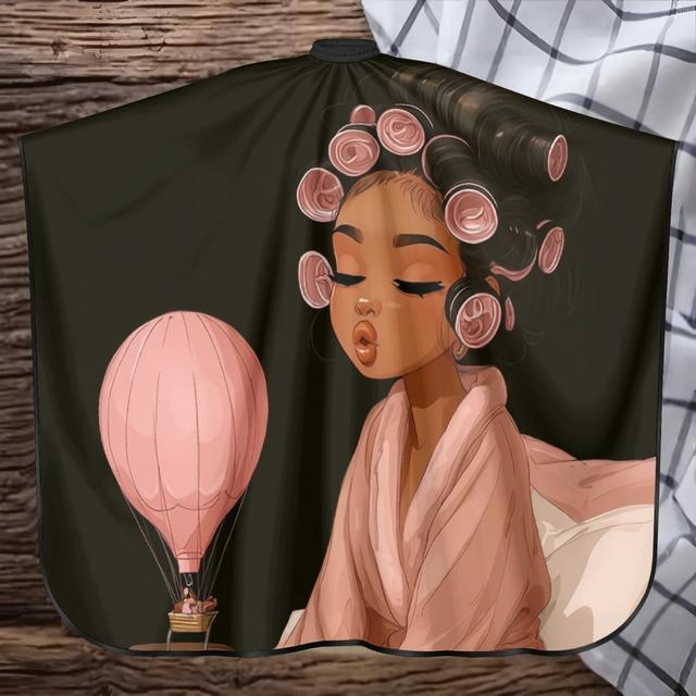 TEMU Pink Cake African Style Haircut Capes, Professional 2d Printed Salon Hair Cutting Capes For Men And Women, Hairdressing Apron For Home Barbershops