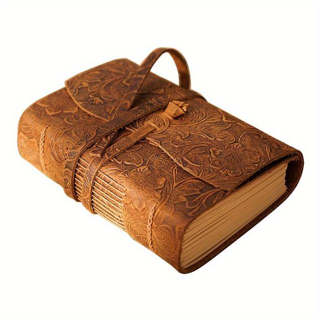 TEMU Handcrafted Notebook Made Of Thick Genuine Leather, Featuring 400 Pages Of , Measuring 165mm By 115mm By 40mm, Sketches.