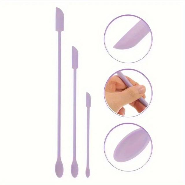 TEMU 3pcs Silicone Cosmetic Cream Scoop And Spatula Set, Dual-ended Spatula For Jar& Bottles, Makeup And Lotion Scraping Tool, Convenient Hygienic Application