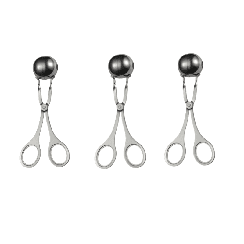 TEMU 3pcs, Multifunctional Stainless Steel Meatball Spoon- Household Fish Ball Machine Meatball Squeezer Ice Cream Ball Clip Kitchen Tools Rice Ball Mold