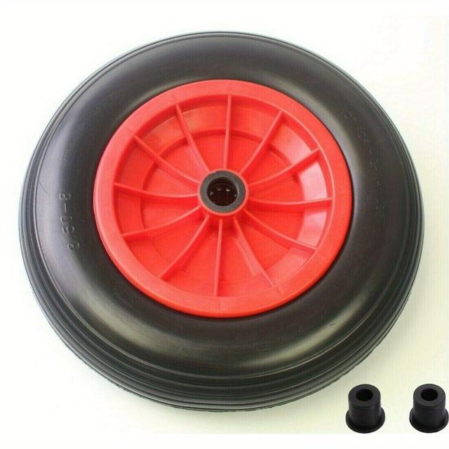 TEMU 3.50-8 Pu Wheel For Hand Truck, Armor- Solid Tire, Durable Solid Rubber Replacement Wheel For Garden Carts, Trailers, And Trucks - Red