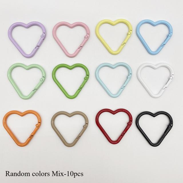 TEMU Set Of 10 Vibrant, Oversized Heart-shaped Spring Clasps, Perfect For Projects Like Keychains, Open Loops, Bag Charms, Phone Straps, Gift Pendant Rings, And Linking Rings