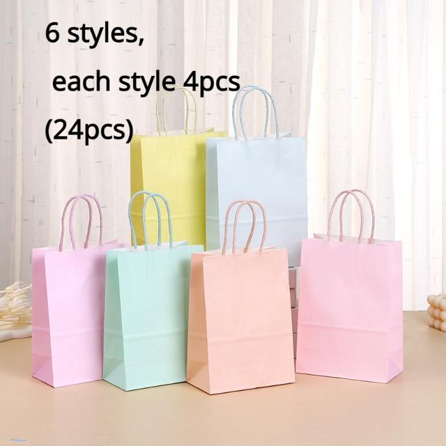 TEMU Set Of 24 Pastel-colored Paper Gift Bags With Handles - Perfect For Parties, Christmas, Valentine's Day, Teen Baptisms, And Birthdays