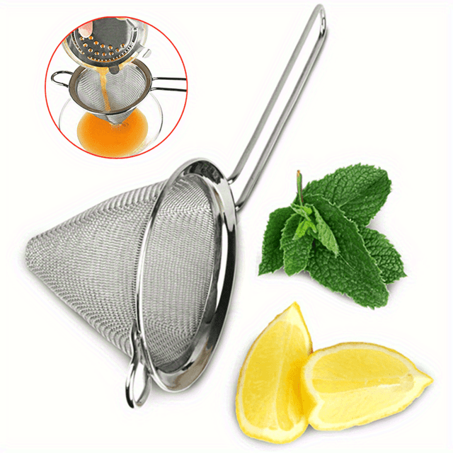 TEMU 1 Piece Of Stainless Steel Strainer Featuring A Conical Shape Ideal For Filtering Juices And Drinks. An Essential For Bartenders, Perfect For Preparing Lemonade And Mint Cocktails