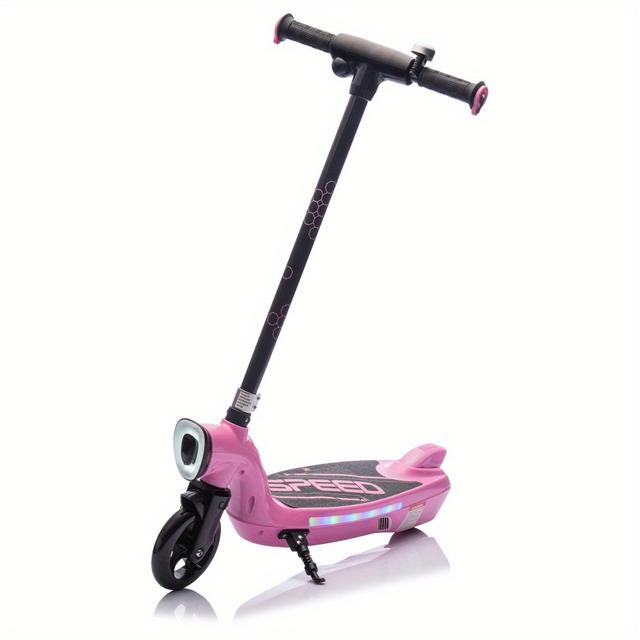 TEMU Kids Ride On Electric Scooter With Kickstand, Scooter Bell, Faster Speed And Longer Usage Time, Rear Brake, Pedal, Non-slip Handle, Colorful Led Lights, 5.59-6.84 Mph For Kids 6+.