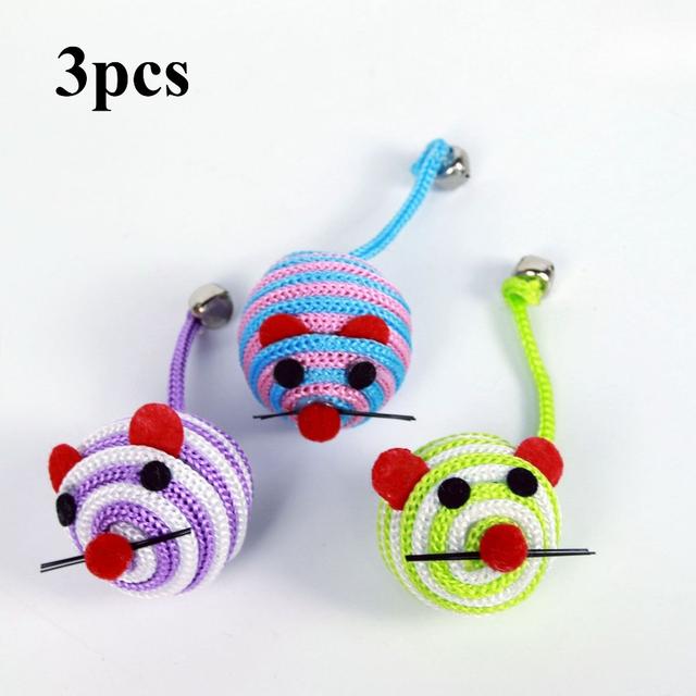 TEMU 3 st Slitstarka Randiga Mus Kattleksaker för Små Katter, Bitresistent Nylon, Batteri Behövs, Interaktiv Träningsbelöning, Lek, Stimulerande Pussel Leksak för Kattunge Engagemang