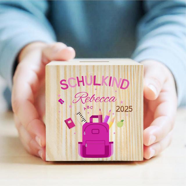 TEMU Personalized Wooden School Opening Penny Bank Custom Name Coin Storage Case Decorative Box Back To Gifts, Holiday Gifts, Birthday Gifts