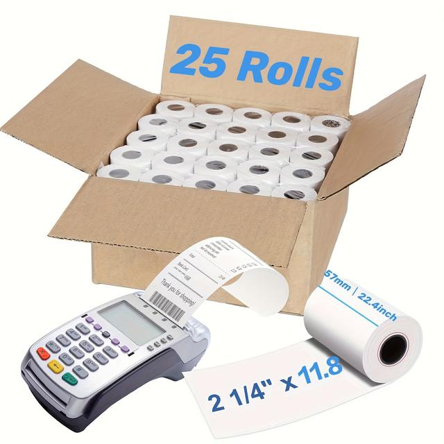 TEMU 25/50 Rollen Hochwertiges Thermobonbonpapier 57x30mm 80g/m² | Ideal für POS-Drucker | Langlebig haltbar, glatter Druck | Schneller Druck ohne Staus | Geeignet für verschiedene Anwendungen