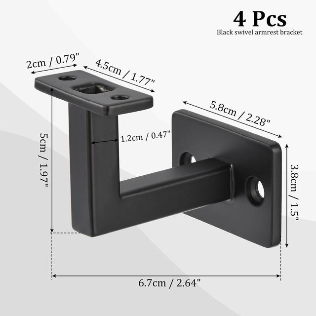 TEMU 4-pack Heavy Duty Steel Handrail Brackets For Indoor Stairs | Square Black Stair Banister Railing Brackets, Durable Cast Iron Material