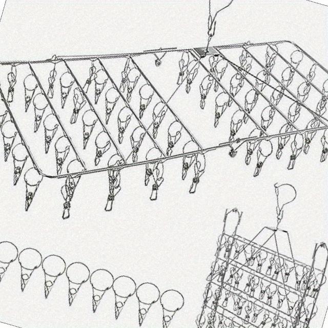 TEMU 70+10ピンチハンガー付きランドリーライン - ステンレス製折りたたみ式洗濯物干しロープ、追加の10本スペアピン付き、大容量耐久性サビ防止風対策360°回転フック、室内/屋外用省スペース設計、コンパクト収納可能な衣類ハンガー