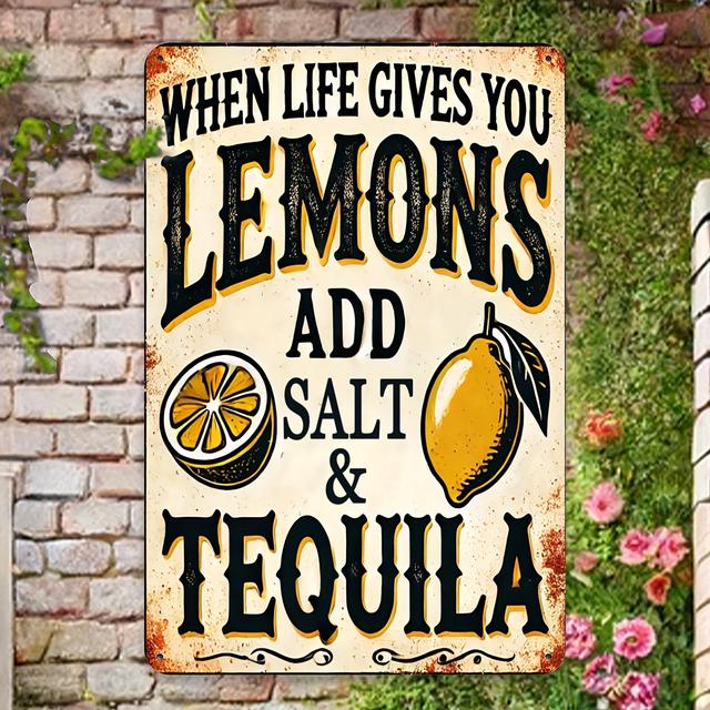 TEMU 2d Flat Vintage You Lemons Add Salt Tequila Aluminum Sign Humorous Bar Decor Poster For Indoor Outdoor Decorations Durable Aluminum Wall .87x11.81inch (pack Of 1), 2d Flat