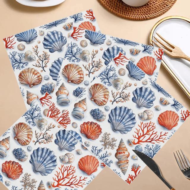 TEMU 4pcs, Square Cloth Napkins. Polyester Woven, Reusable And Washable. 2d-printing. Suitable For Holiday Dinners, Party Atmosphere Embellishment. Beautiful Decor .