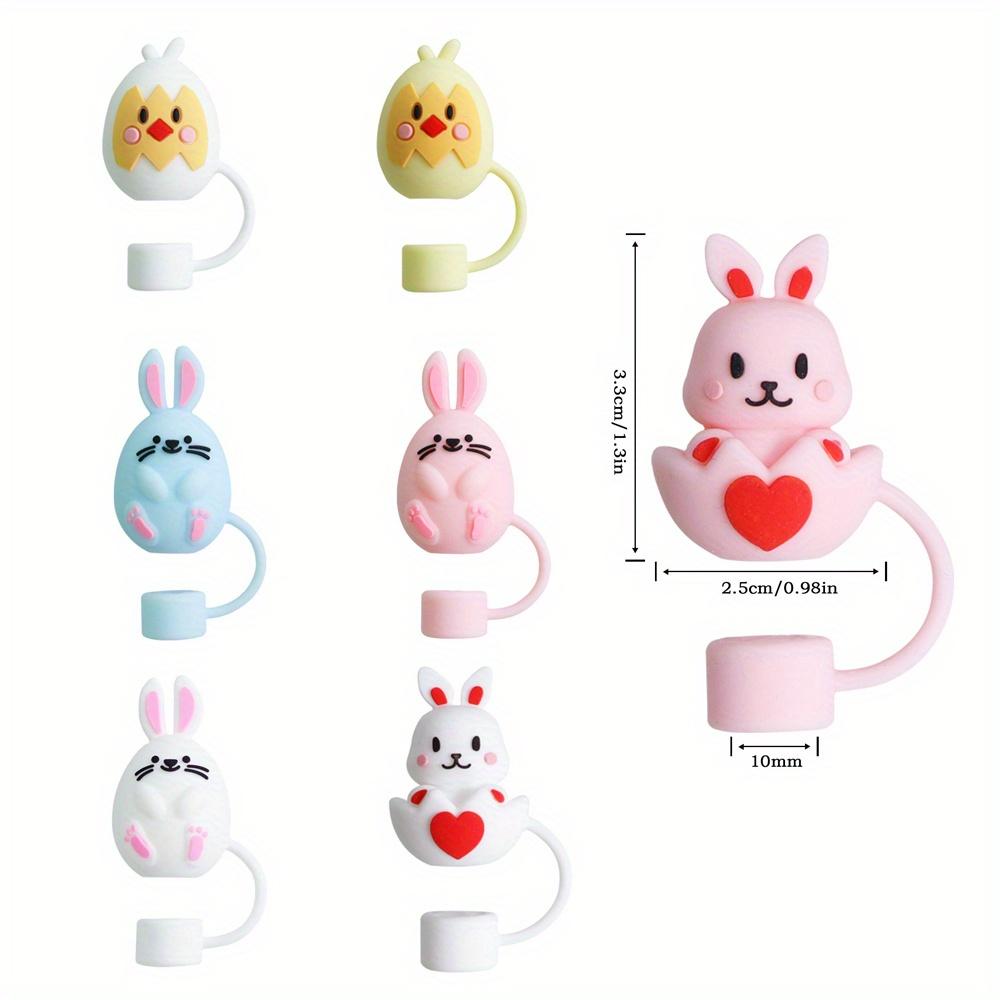 TEMU 7pcs/ Set, Easter Bunny Straw Tips Cover, Cartoon Bunny Straw Caps, 10mm Reusable Straw Toppers, Decorative Straw Caps, For Party, Gathering, Party Supplies, Cup Decor