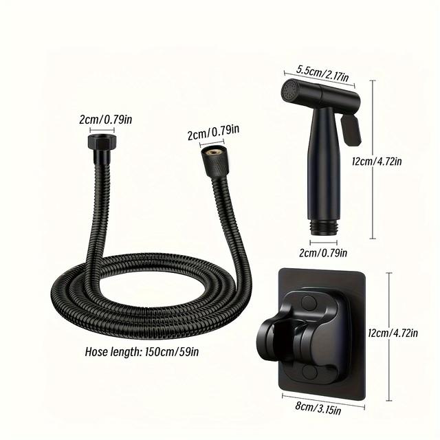 TEMU 1pc Bathroom Accessory Set: Durable Abs Plastic Handheld Shower Head, High-pressure Washer Nozzle, Portable Spray Gun