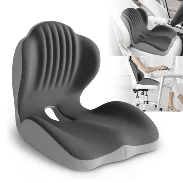 TEMU Ergonomic Memory Foam Seat Cushion | Lumbar And Back Support, Office, Stool, Car Seat Cushion, Back Pain, Reduces Pressure, Perfect Gift For Parents , Lightweight, Portable, Medium Soft Firmness