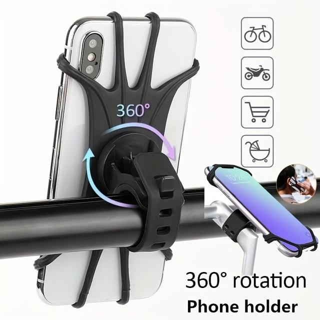 TEMU 360° Rotatable Bike Phone Mount - Adjustable, Shockproof & Water-resistant Cycling Holder With