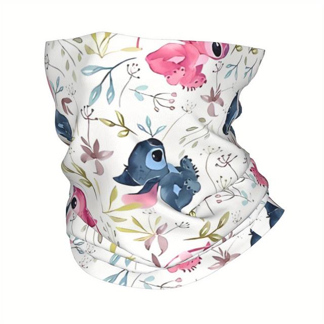 TEMU Stitch & Bandana Neck Gaiter - Multifunctional Face Mask With Floral & , Breathable Winter Headwear For Cycling, Motorcycle, Outdoor Activities - Unisex Adult Casual Accessory