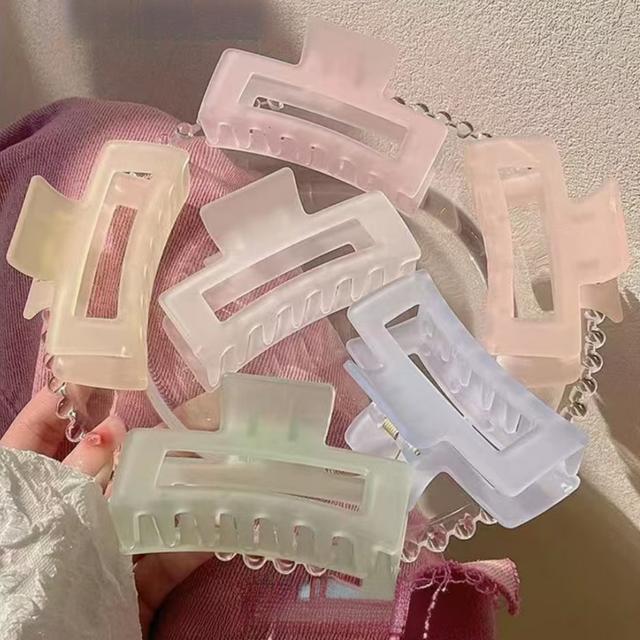 TEMU 6pcs Elegant Frosted Hair Claw Clips Set - Large, Durable Plastic Matte In Assorted Colors With For Stylish Updos & Casual Attire