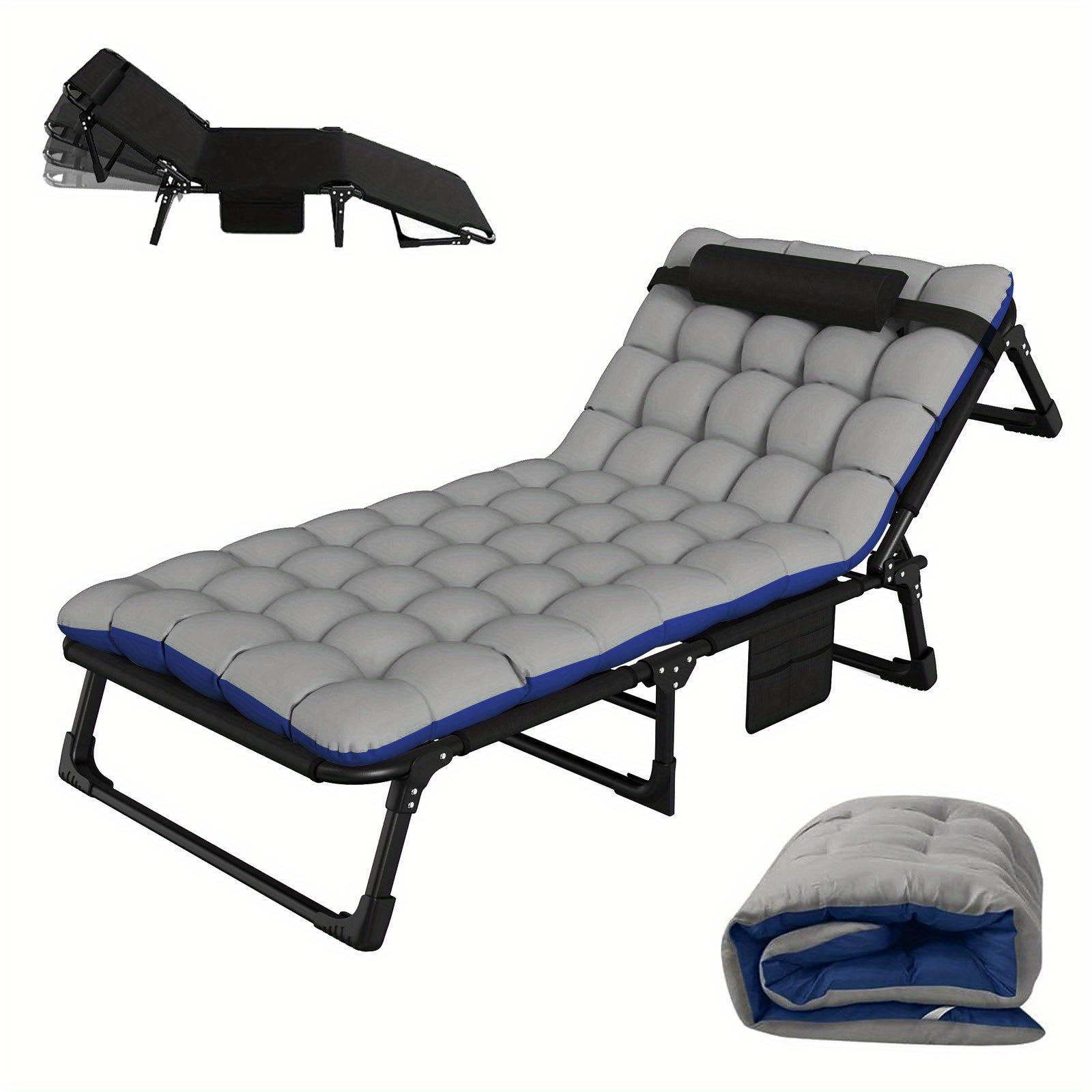 TEMU Lit pliable portable, 73,5x190 cm + vitesses réglables, incluant sac de rangement et matelas , idéal pour pause déjeuner et camping en