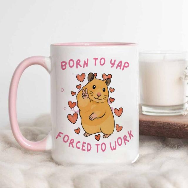 TEMU 1pc Of A Fun Hamster-themed Heart Mug For Work, Suitable For Coffee Or Juice, With A Capacity Of 11 Ounces Or 360 Milliliters, Makes A Great Gift