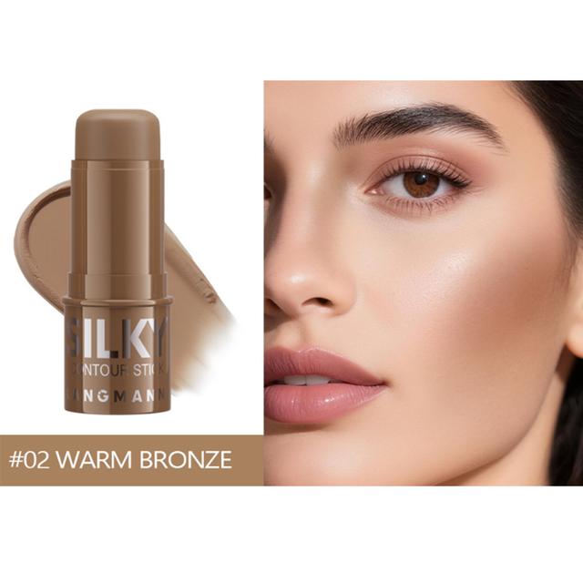 TEMU 1pc Long-lasting Matte Bronzer & Face Defining Contour Stick - Cream Formula With Buildable Coverage, Suitable For Powder, Foundation, Or For -the- Contouring - Line