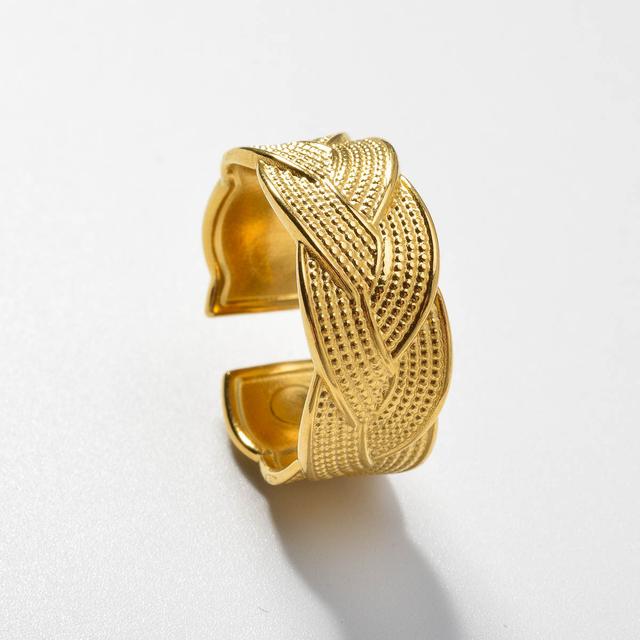 TEMU Verstellbarer Edelstahlring im Vintage-Stil mit Einzigartigem Twist-Design - Perfekt für Partys & Freizeitkleidung, Ideales Geschenk, Gedrehte Textur, Damen