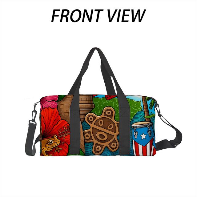 TEMU Lightweight And Foldable Travel Bag For Men And Women, Featuring A Puerto Rican Design, Perfect For Gym, Weekend Trips, And Yoga. And Easy To Carry