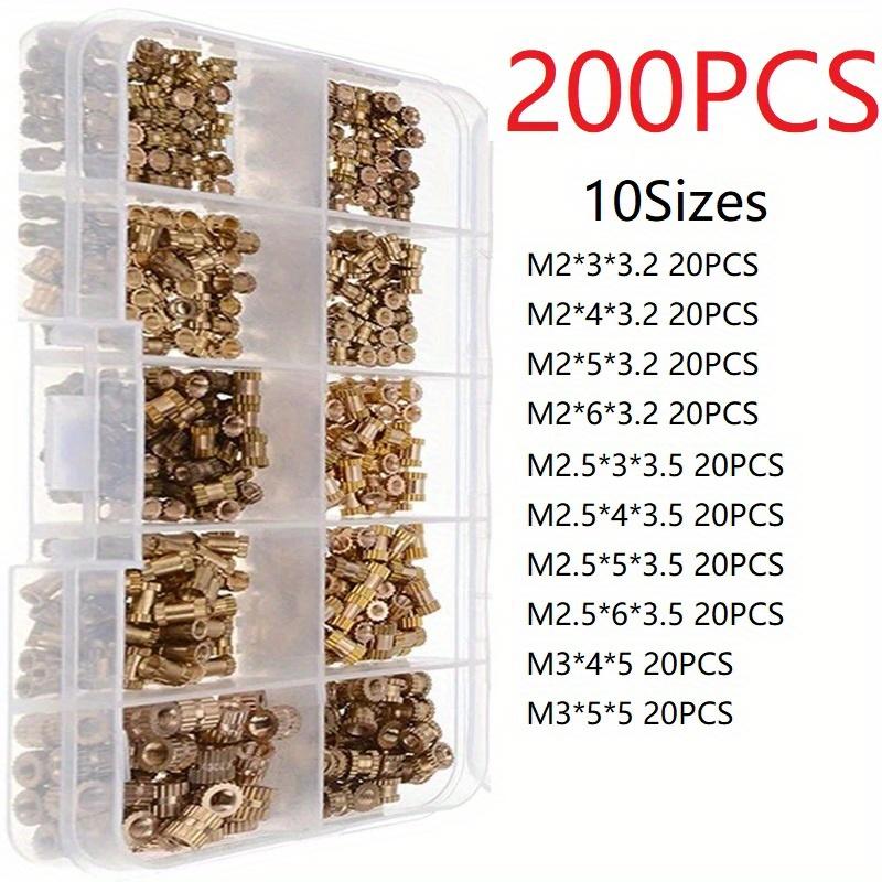 TEMU 200pcs Threaded Inserts For Plastic M2 M2.5 M3 Heat Set Insert Metric Brass Knurled Nuts Insert By Heat Into 3d Printing Components