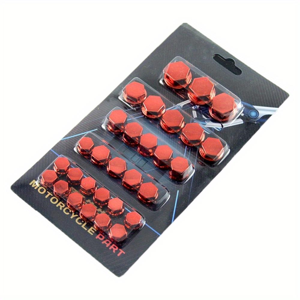 TEMU 30pcs Motorcycle Modification Screw Caps - 1.4/1.2/1/0.8cm Hexagonal Abs Plastic Nut Covers In 8 Vibrant Colors For Motor Scooters & Electric Cars - Rust-resistant, , Universal Fit