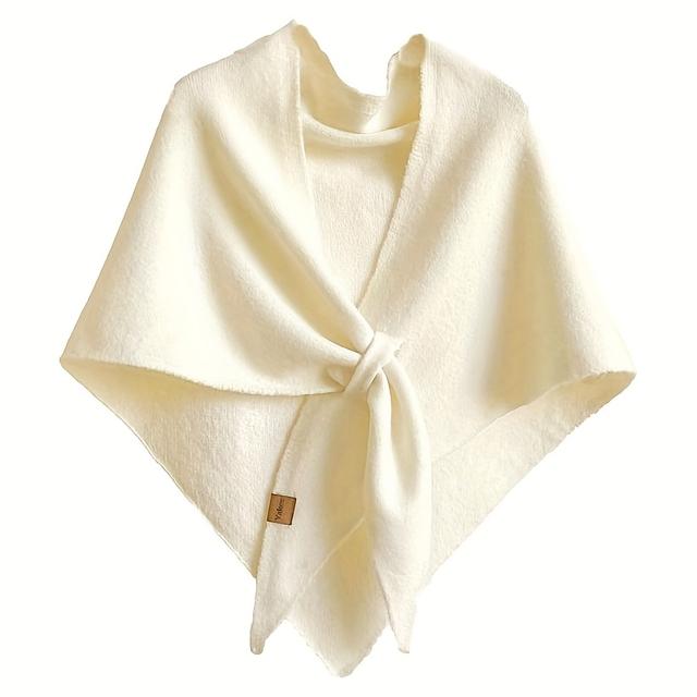 TEMU Solid Color Cross Shawl For Women Versatile Warm Neck Scarf Outerwear Women's Elegant Imitation Cashmere Scarf Shawl – Soft And Warm, Retro Bowknot Design