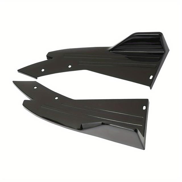 TEMU 2pcs Carbon Fiber Rear Bumper Spoiler Winglets - Abs Polished Spoiler For Stability & Style, Fits Most Cars, Vehicle Stability Enhancement, Sleek Car Accessory, Durable Car Part