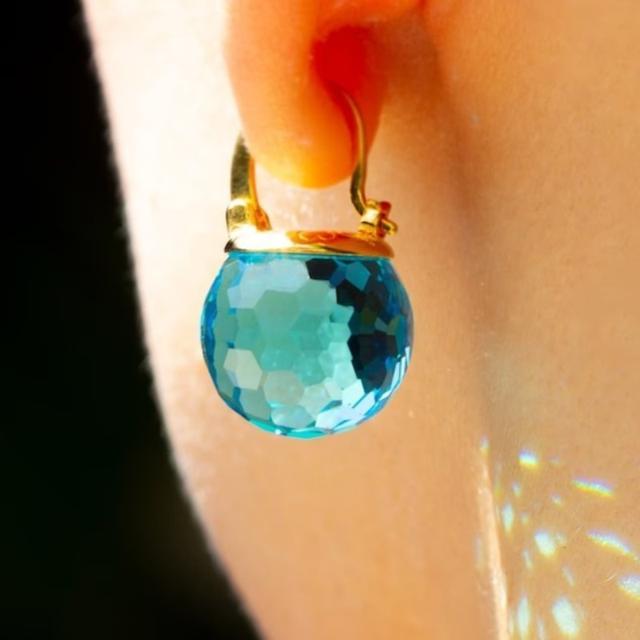 TEMU A Pair Of Artisan-style Circular Drop Earrings Featuring Blue Gemstone Accents, Perfect For Festivals, Vacations, Dates, Birthdays, And Occasions. Add An And Style