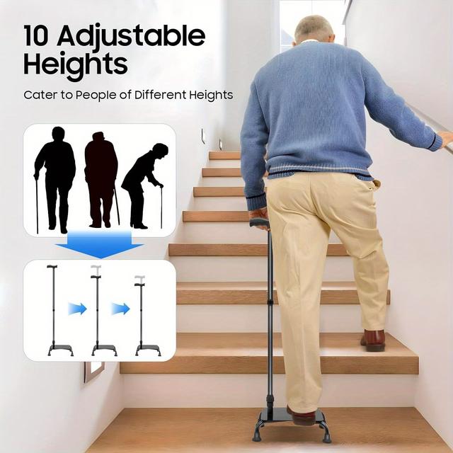 TEMU Treppensteighilfe 29*19*85-105cm, Treppensteighilfe für Senioren, verstellbarer Treppenstehstock, Treppenstehhilfe für Senioren, Stufenhelfer-Gehstock für einfaches Treppensteigen -