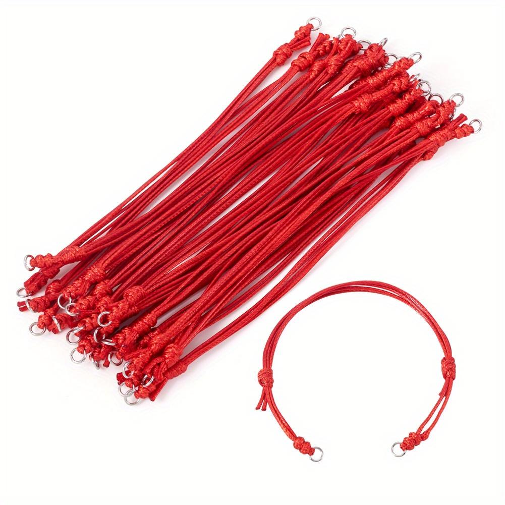 TEMU 20 piezas de cordón de poliéster encerado ajustable para hacer pulseras, con anillos de salto de acero inoxidable 304, 9.25 pulgadas (23.5 cm) de largo, para hacer pulseras de
