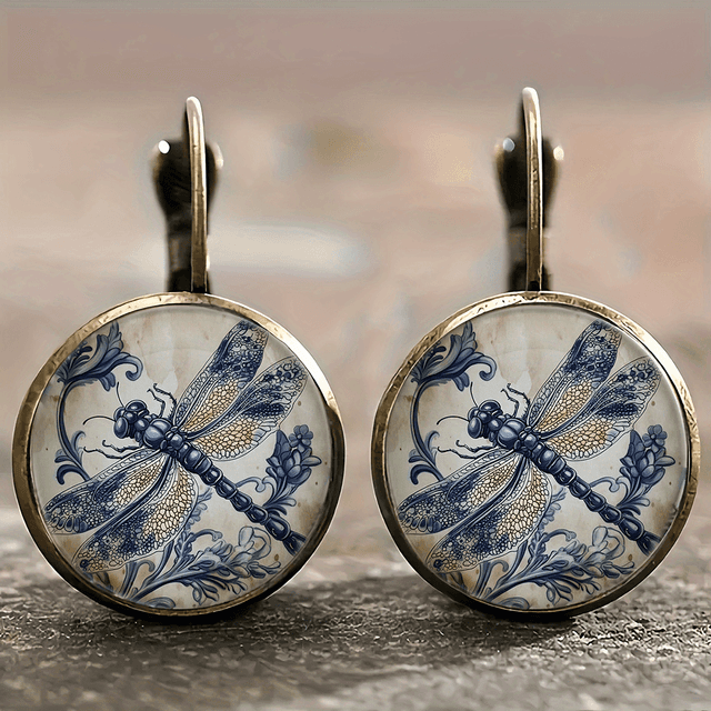 TEMU Alloy Earrings Vintage Pattern Earrings Style Accessories Delicate Earrings Fashion Earrings Dragonfly Pattern Earrings Everything Earrings Gift Earrings Simple Earrings Light Luxury Earrings.