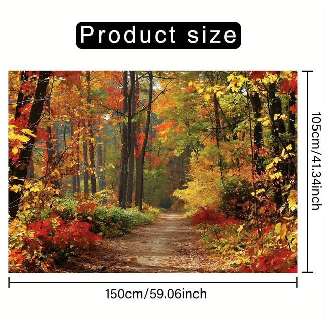 TEMU 1pc de de Outono Tapeçaria, Fundo de Poliéster, Cena de de Outono , Decoração para Interior e Exterior para Casa, Jardim, Festa, Pano de Parede